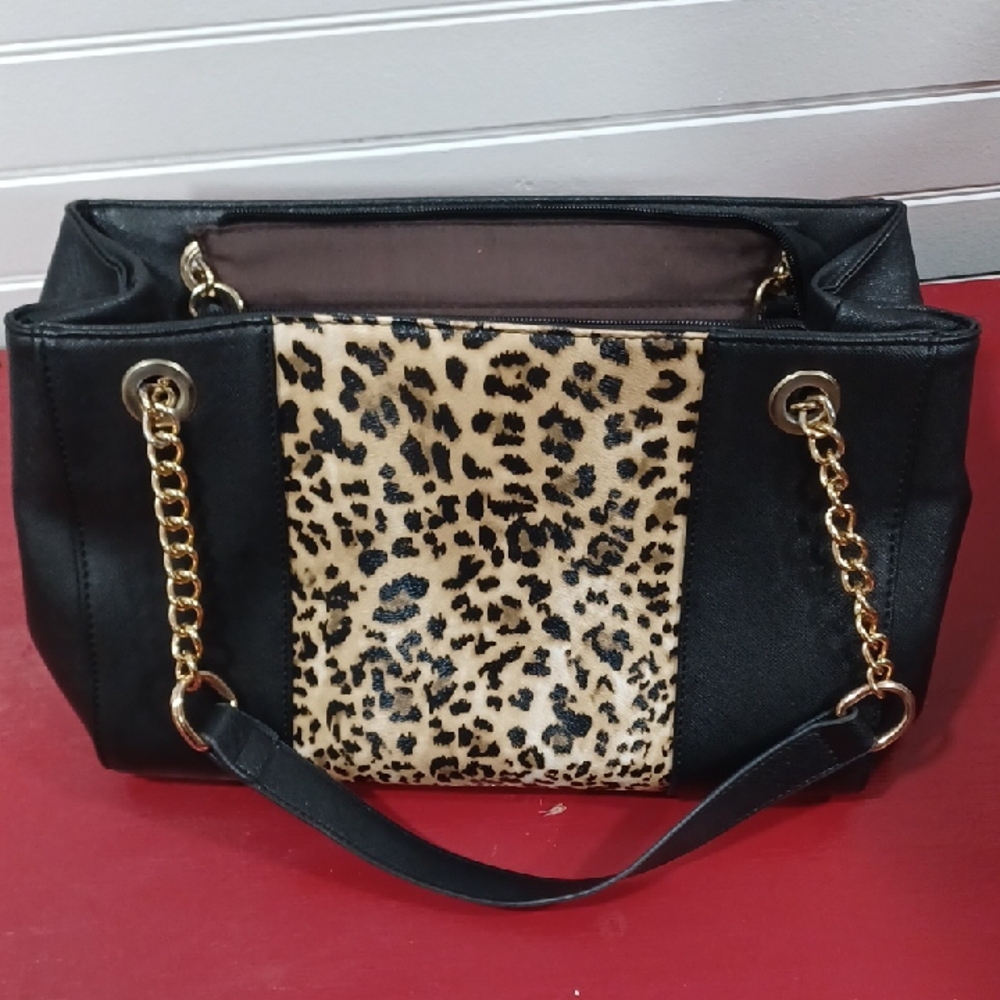 Leopard Print Black Tote Bag